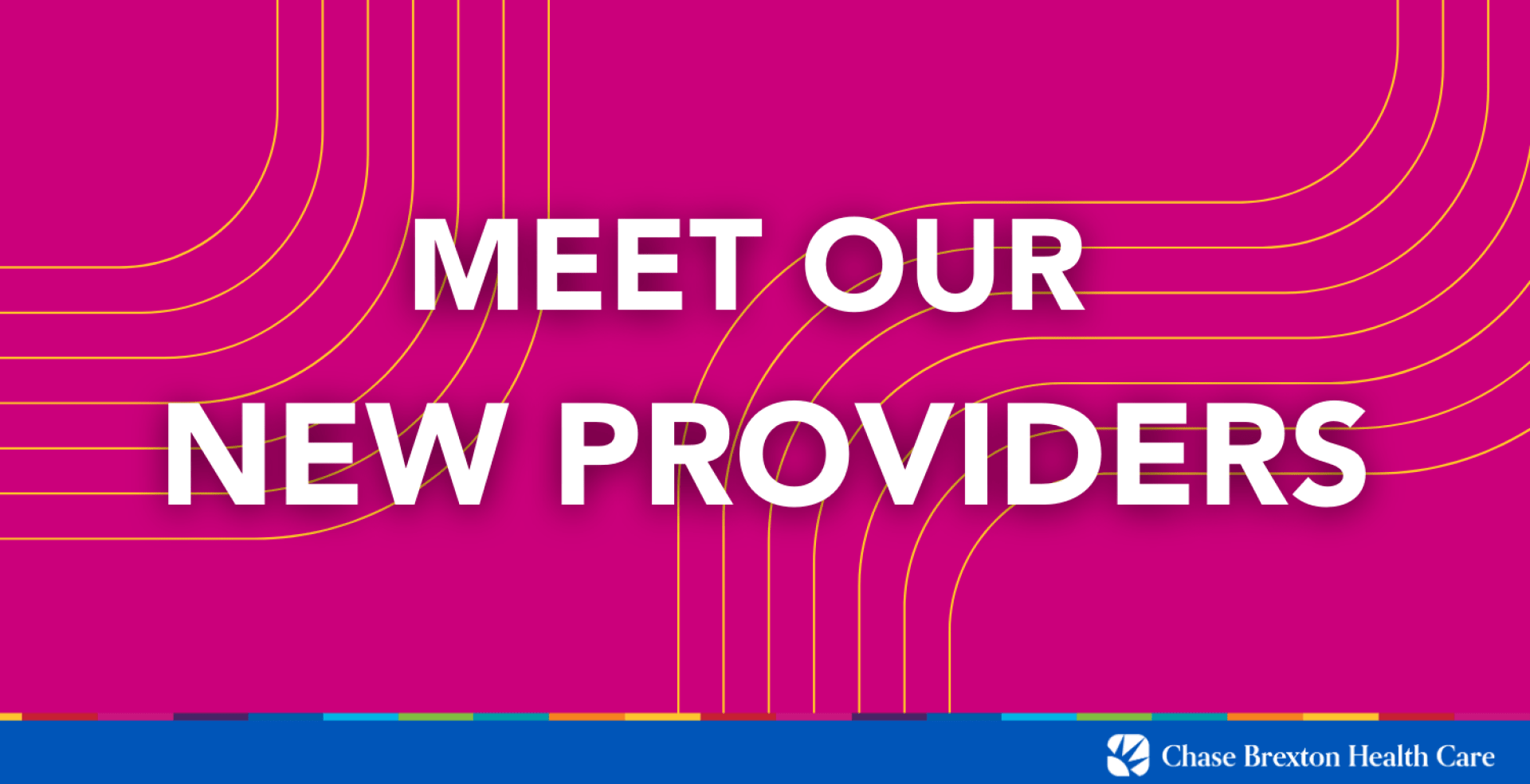 Meet Our New Providers. Background is pink 