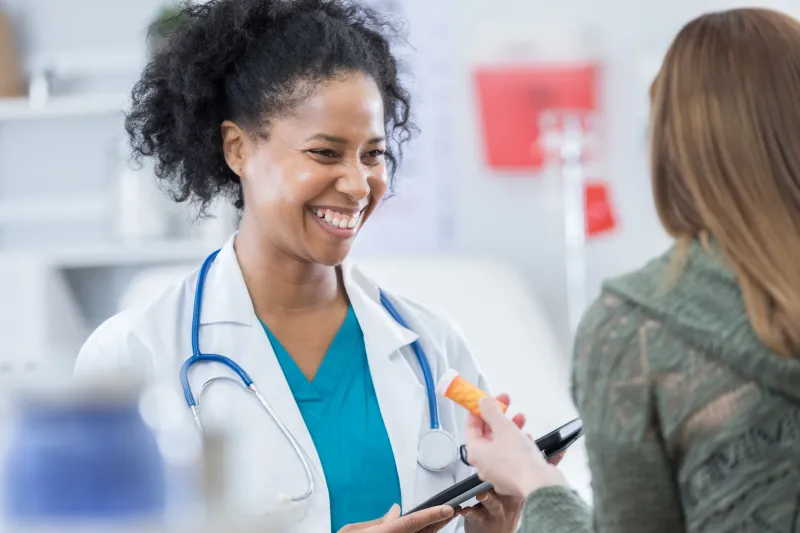 Doctor and patient talking.