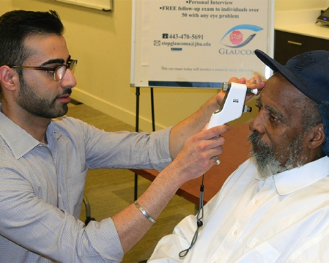 Doctor gives exam to patient